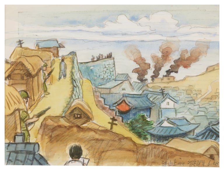 6.25스케치 1950년 6월 28일 낙산위에서 청량리쪽