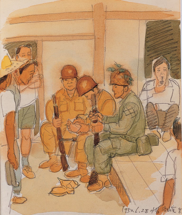 6.25스케치 1950년 6월 28일 부상당한 국군병사