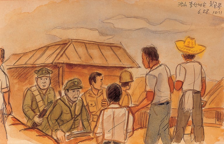 6.25스케치 1950년 6월 28일 낙산산정의 패잔병들