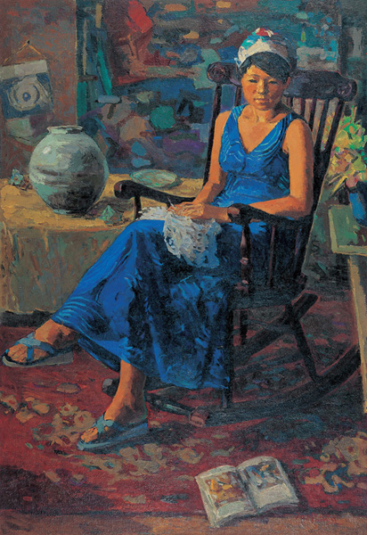 뜨개질 하는 여인