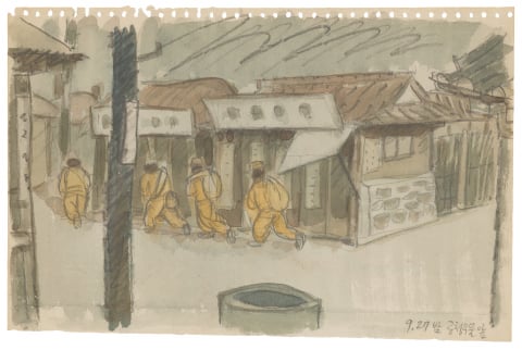 6.25스케치 1950년 9월 27일 도망치는 북한군