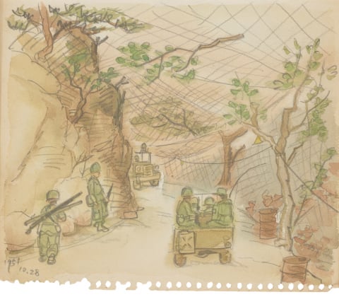 6.25 종군스케치 1951년 10월 28일 고지로 이어진 차도
