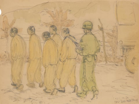 6.25 종군스케치 1951년 10월 29일 기계충에 걸린 포로들
